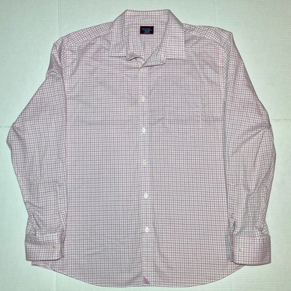 Untuckit Mens Long Sleeve Button Up Shirt Size 2XL Pink White Checks 100% Cotton - Picture 10 of 10